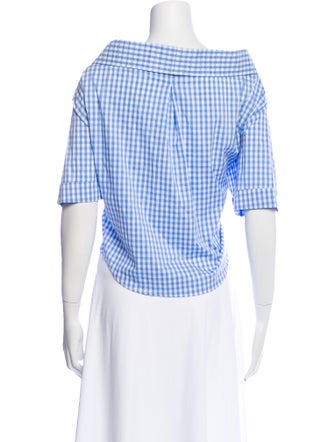 Johanna Ortiz Plaid Print V-Neck Crop Top