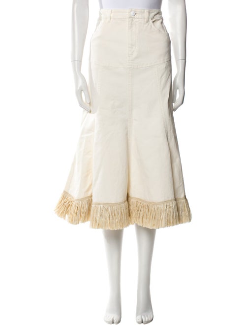 Johanna Ortiz Fringe Trim Accent Midi Length Skirt