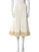 Johanna Ortiz Fringe Trim Accent Midi Length Skirt