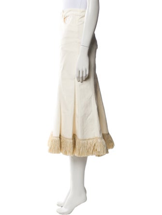 Johanna Ortiz Fringe Trim Accent Midi Length Skirt