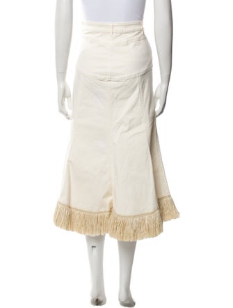 Johanna Ortiz Fringe Trim Accent Midi Length Skirt
