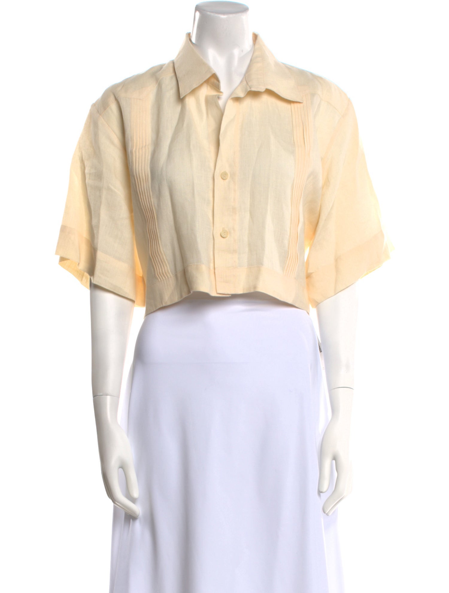 Johanna Ortiz Linen Short Sleeve Crop Top