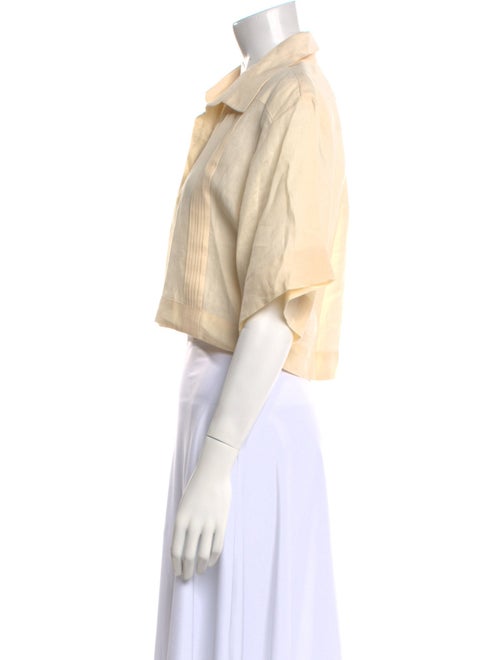Johanna Ortiz Linen Short Sleeve Crop Top