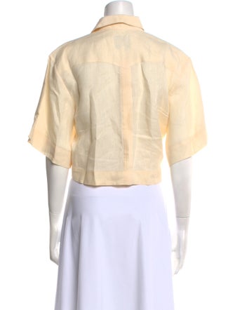 Johanna Ortiz Linen Short Sleeve Crop Top