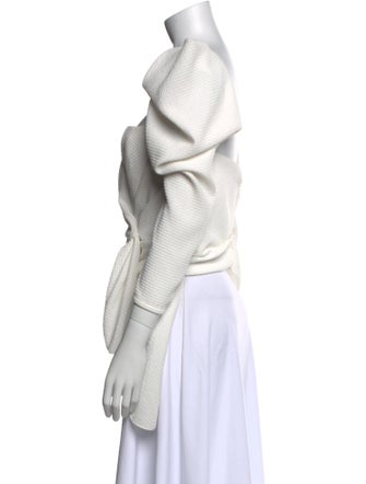 Johanna Ortiz Square Neckline Long Sleeve Crop Top