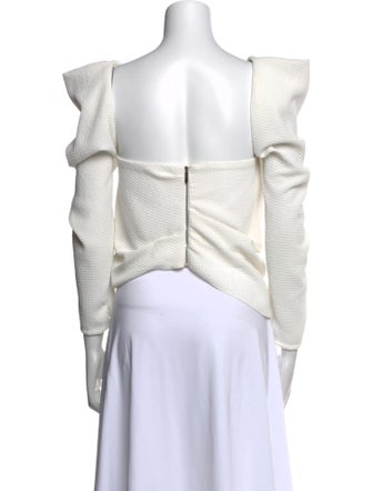 Johanna Ortiz Square Neckline Long Sleeve Crop Top