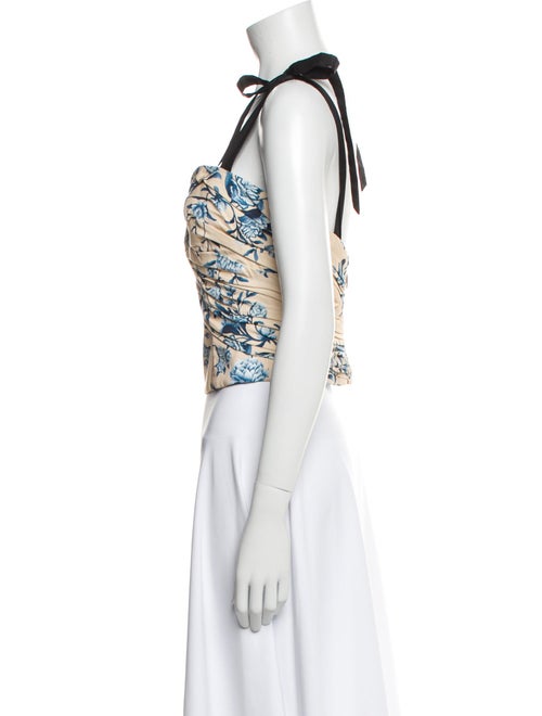 Johanna Ortiz Floral Print One-Shoulder Crop Top