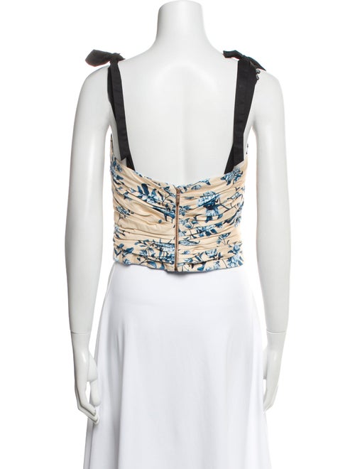 Johanna Ortiz Floral Print One-Shoulder Crop Top