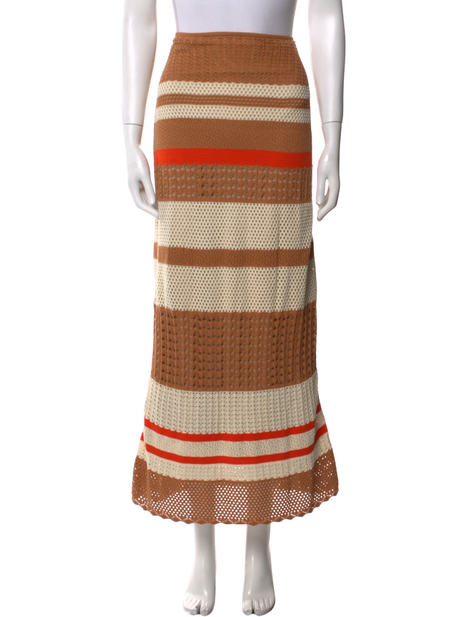 Johanna Ortiz Striped Midi Length Skirt