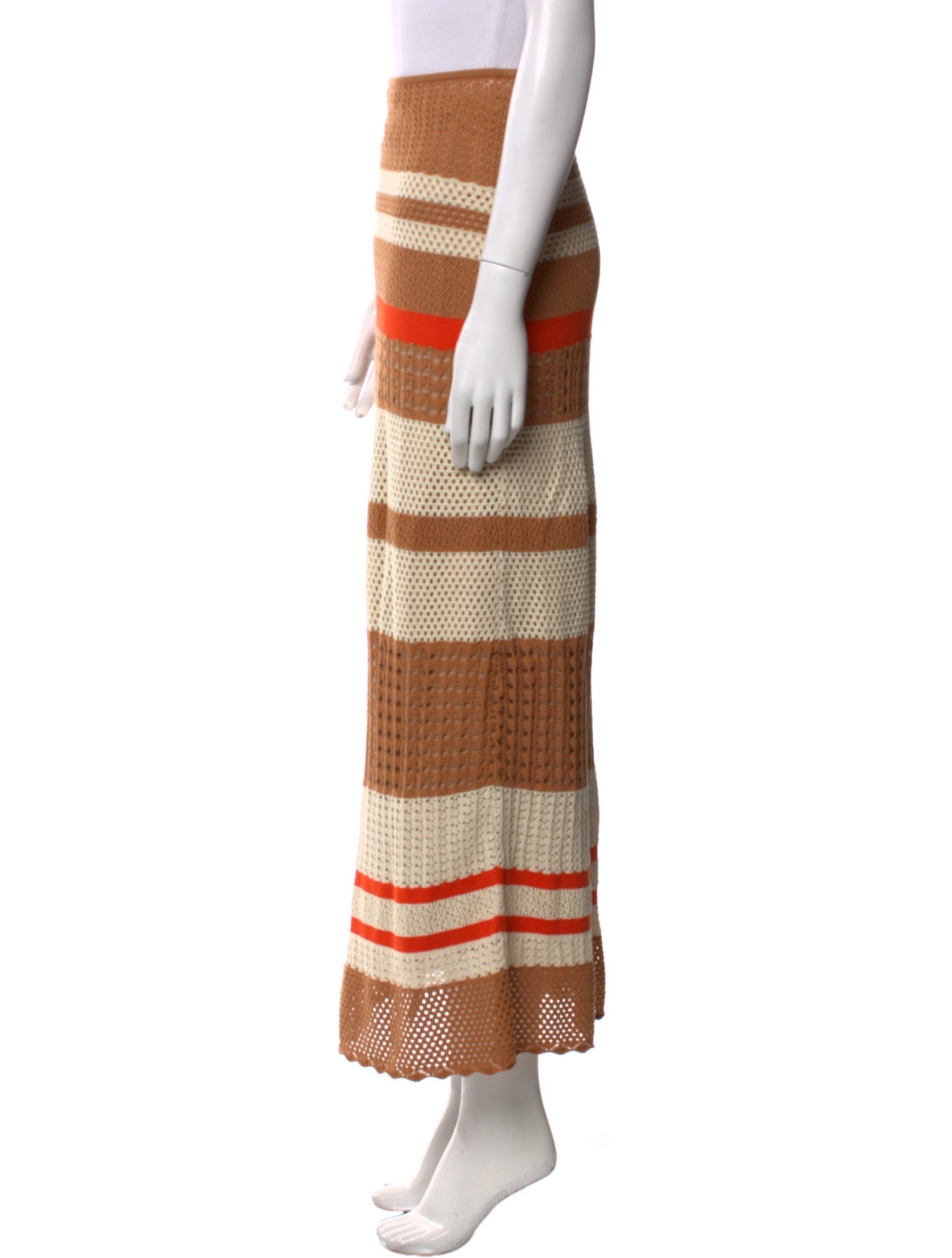 Johanna Ortiz Striped Midi Length Skirt