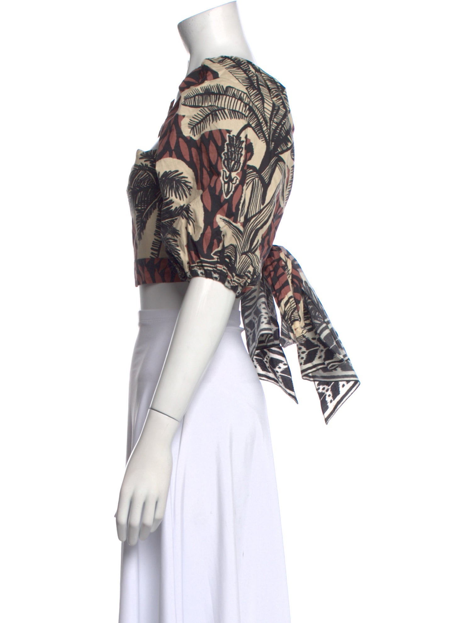 Johanna Ortiz Printed Square Neckline Crop Top