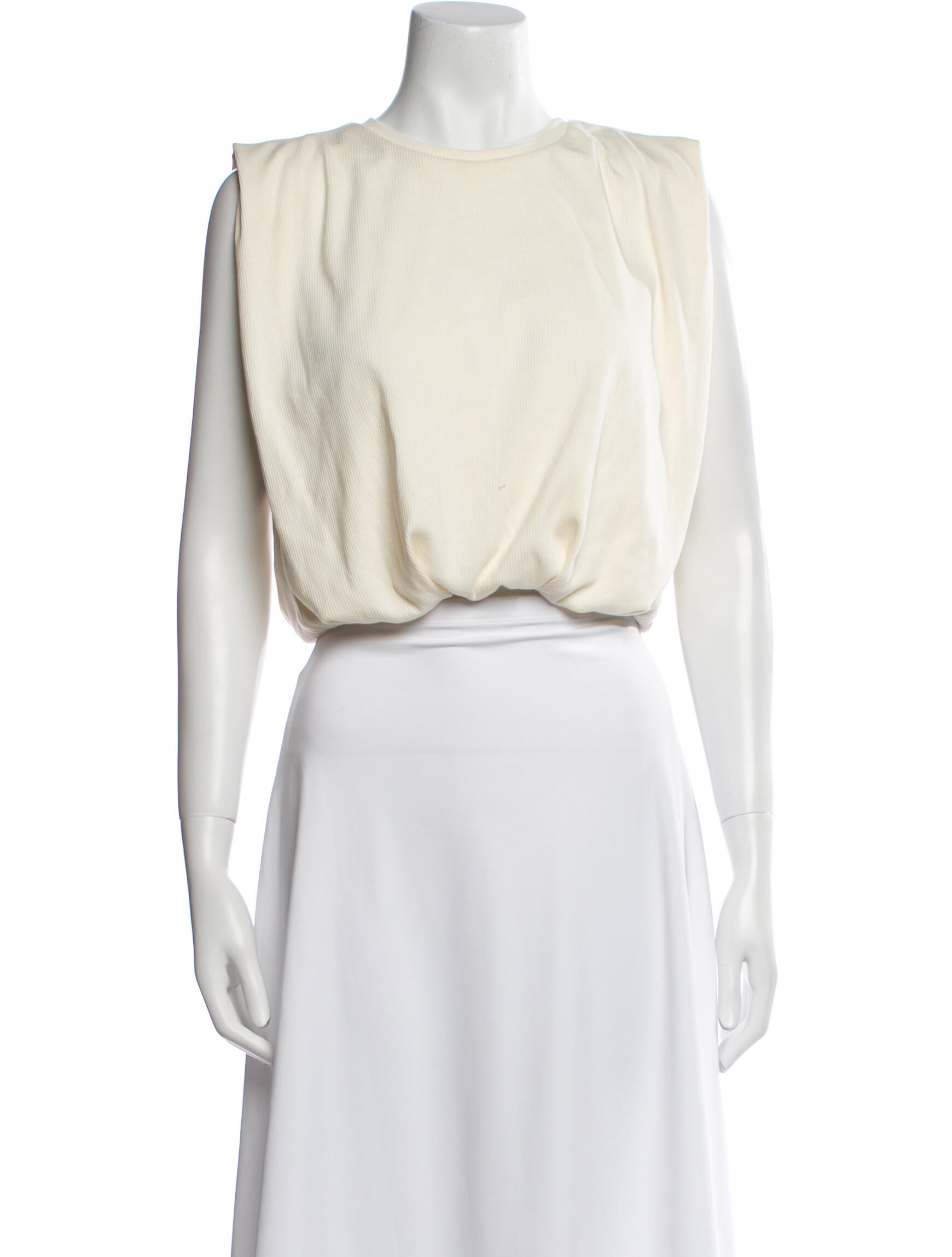 Johanna Ortiz Bateau Neckline Sleeveless Crop Top