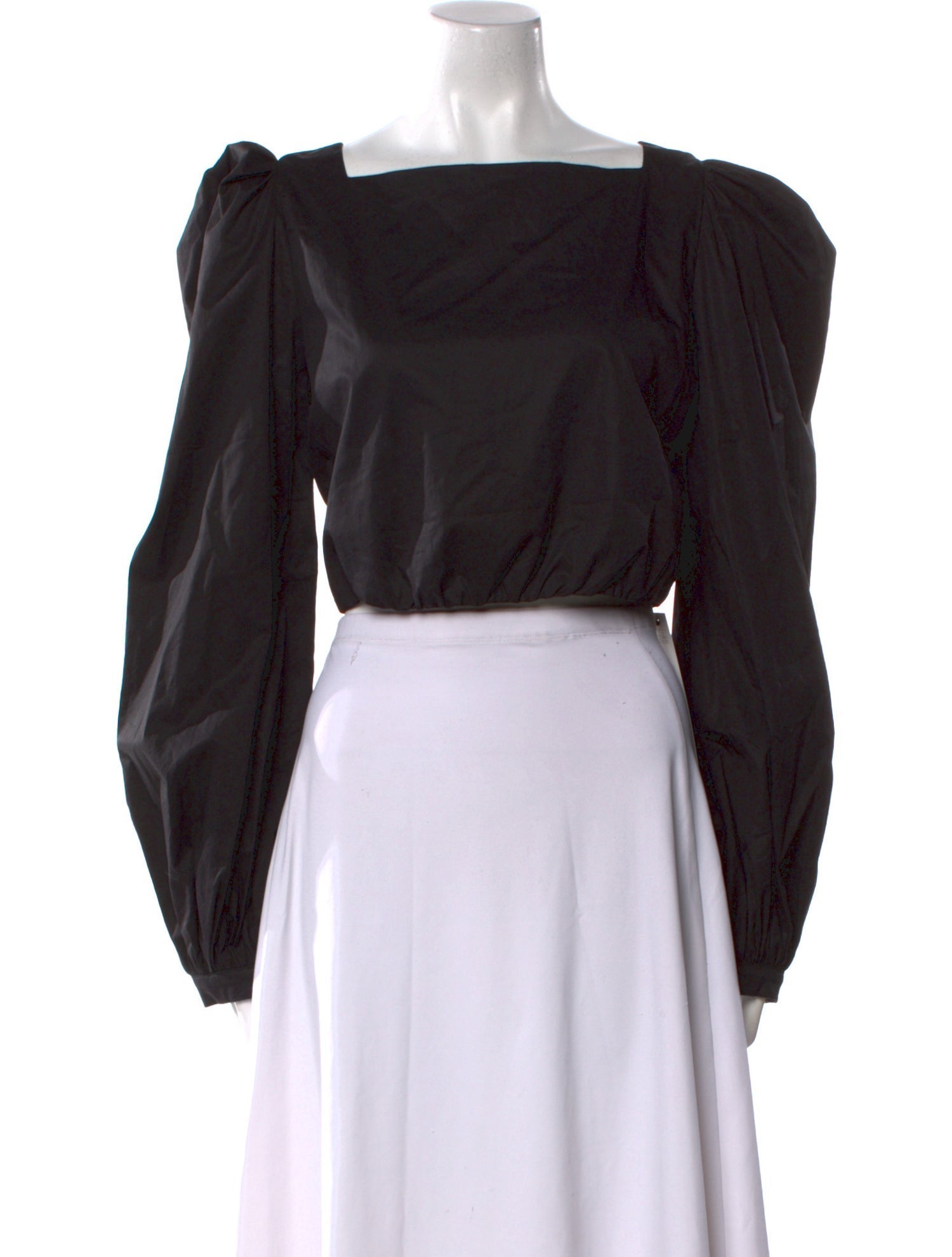 Johanna Ortiz Square Neckline Long Sleeve Crop Top