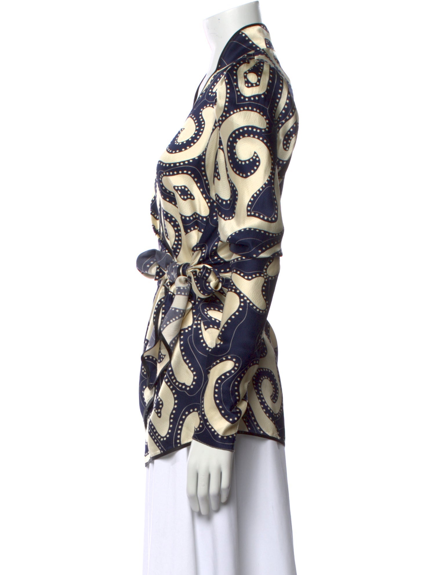 Johanna Ortiz Printed V-Neck Button-Up Top