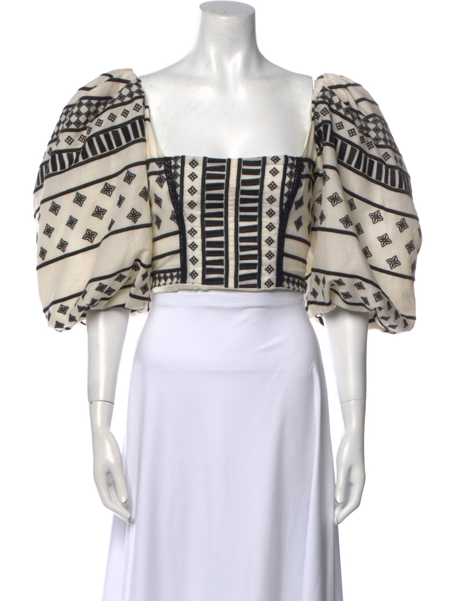 Johanna Ortiz Printed Square Neckline Crop Top