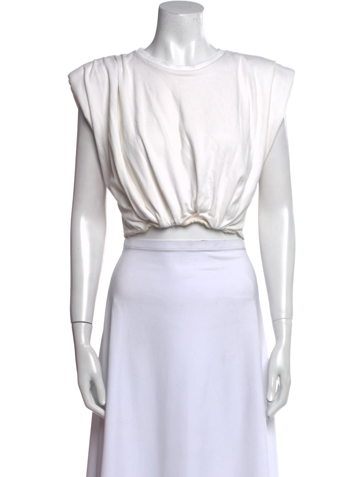 Johanna Ortiz Bateau Neckline Short Sleeve Crop Top