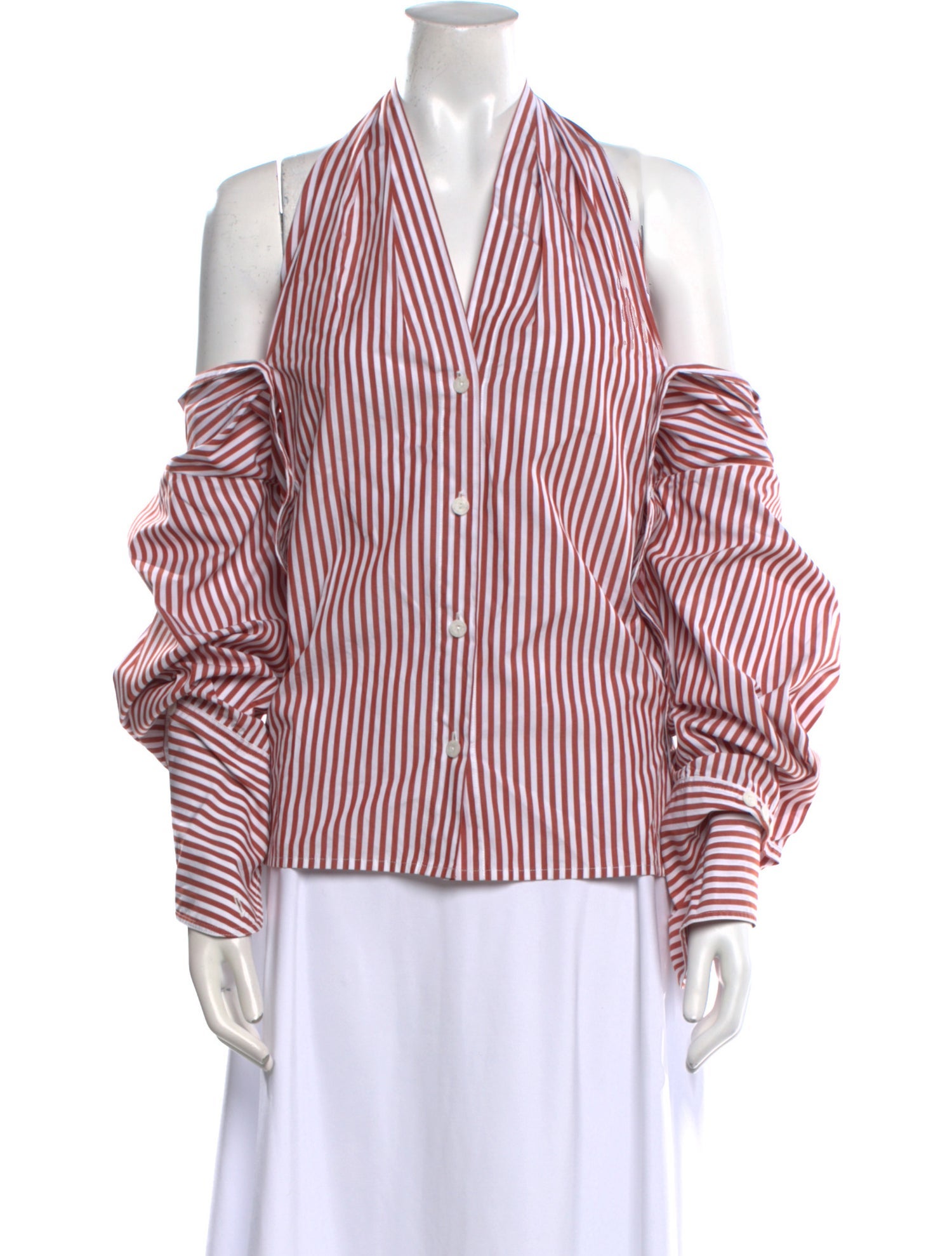 Johanna Ortiz Striped V-Neck Blouse