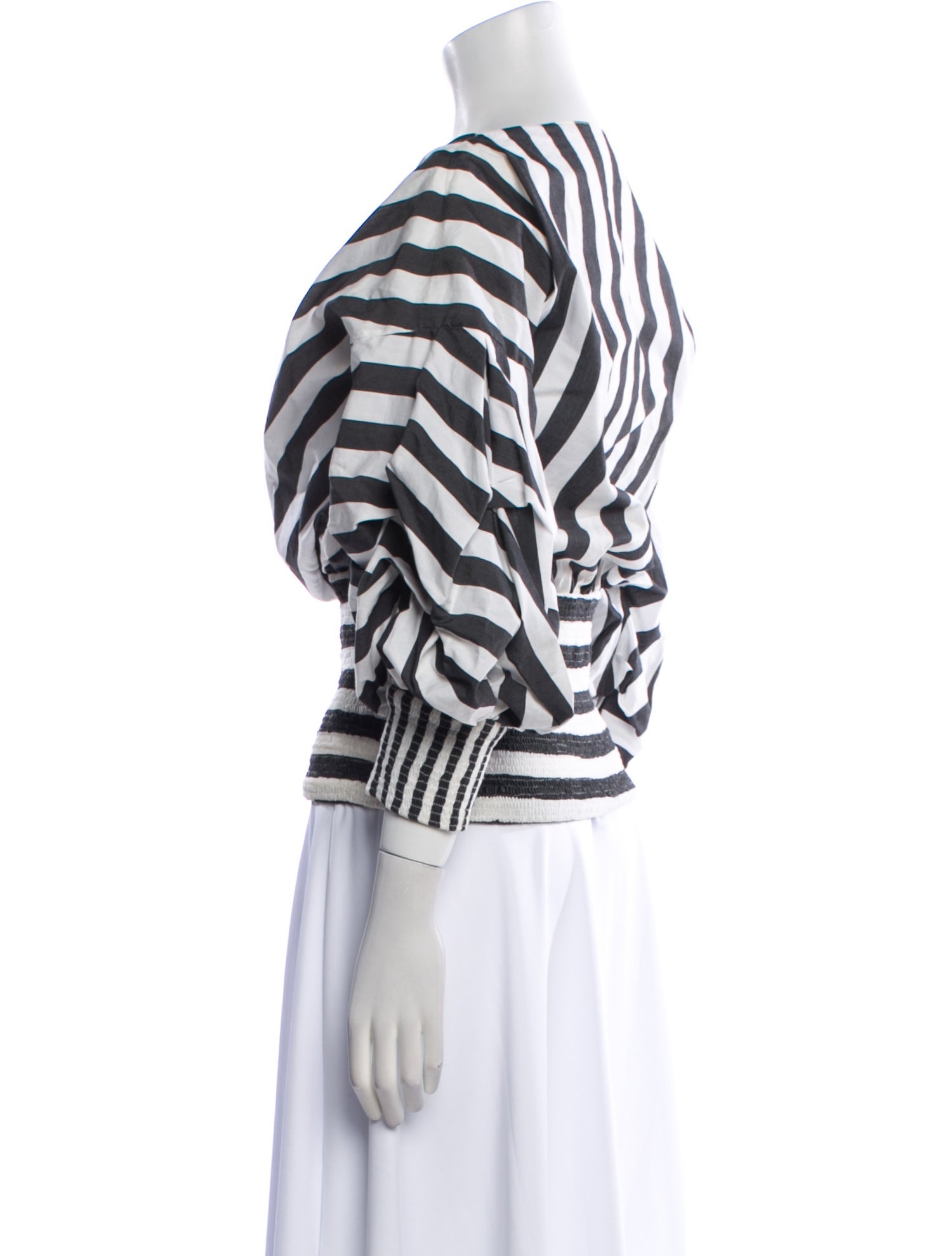 Johanna Ortiz Striped V-Neck Top