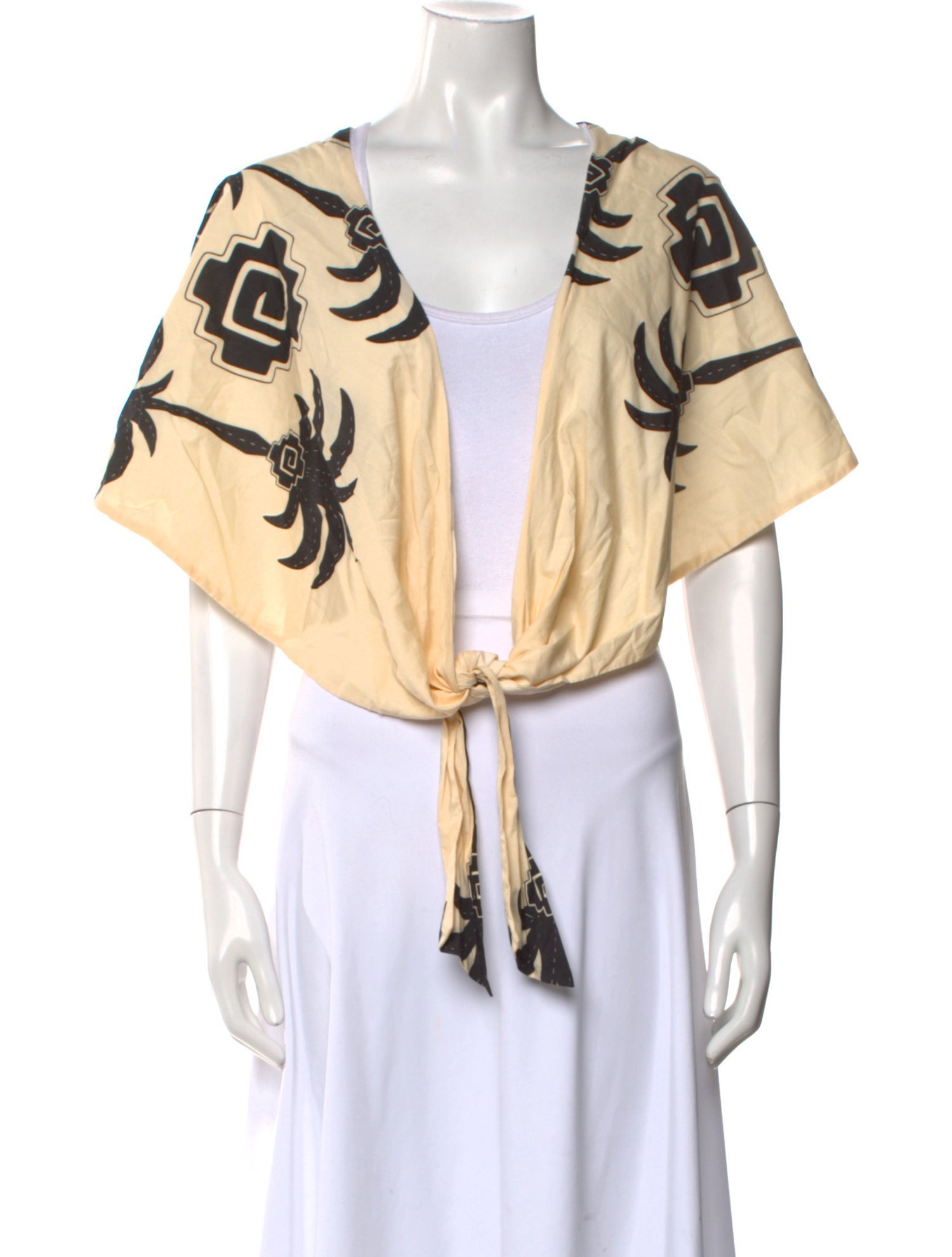 Johanna Ortiz Printed V-Neck Crop Top