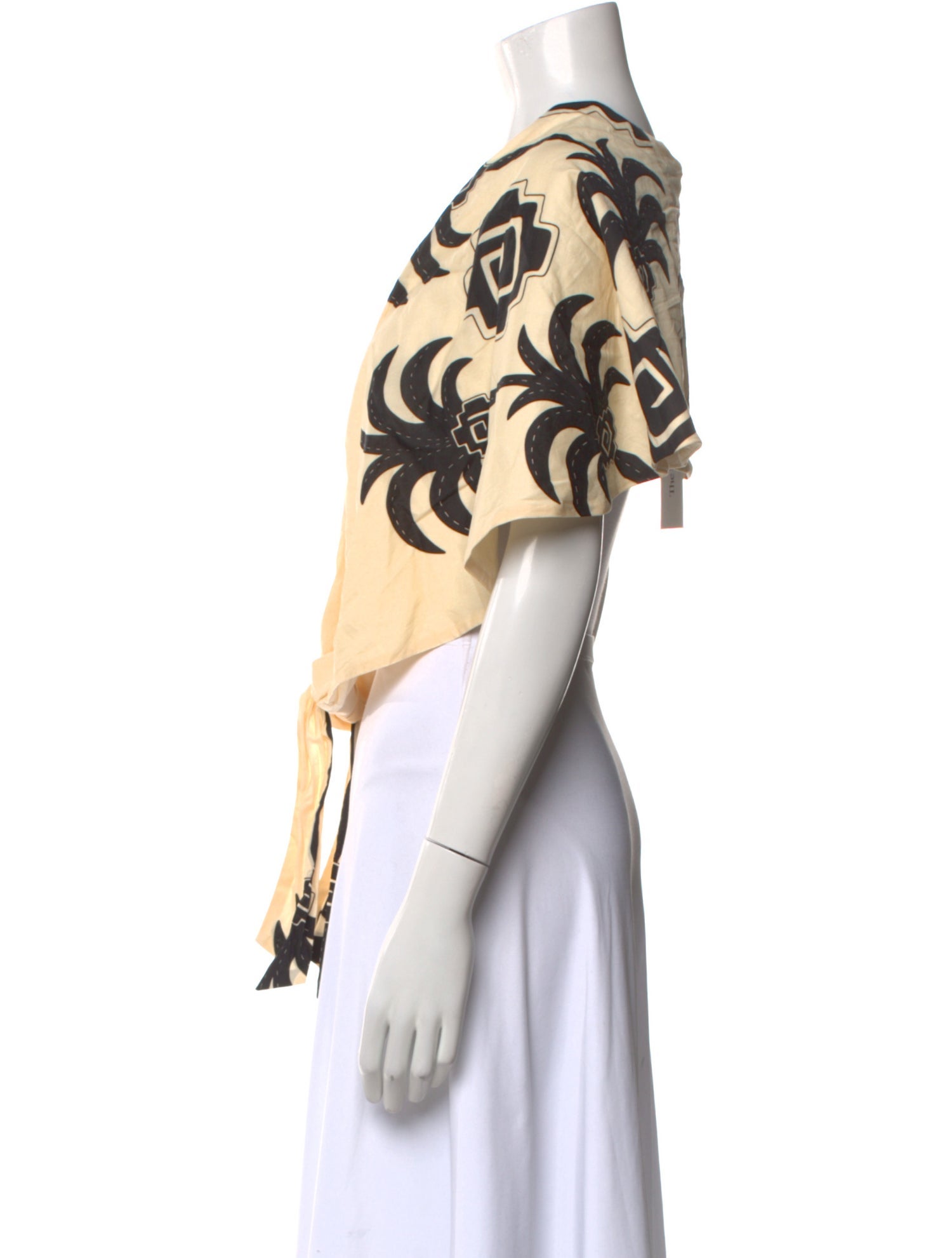 Johanna Ortiz Printed V-Neck Crop Top