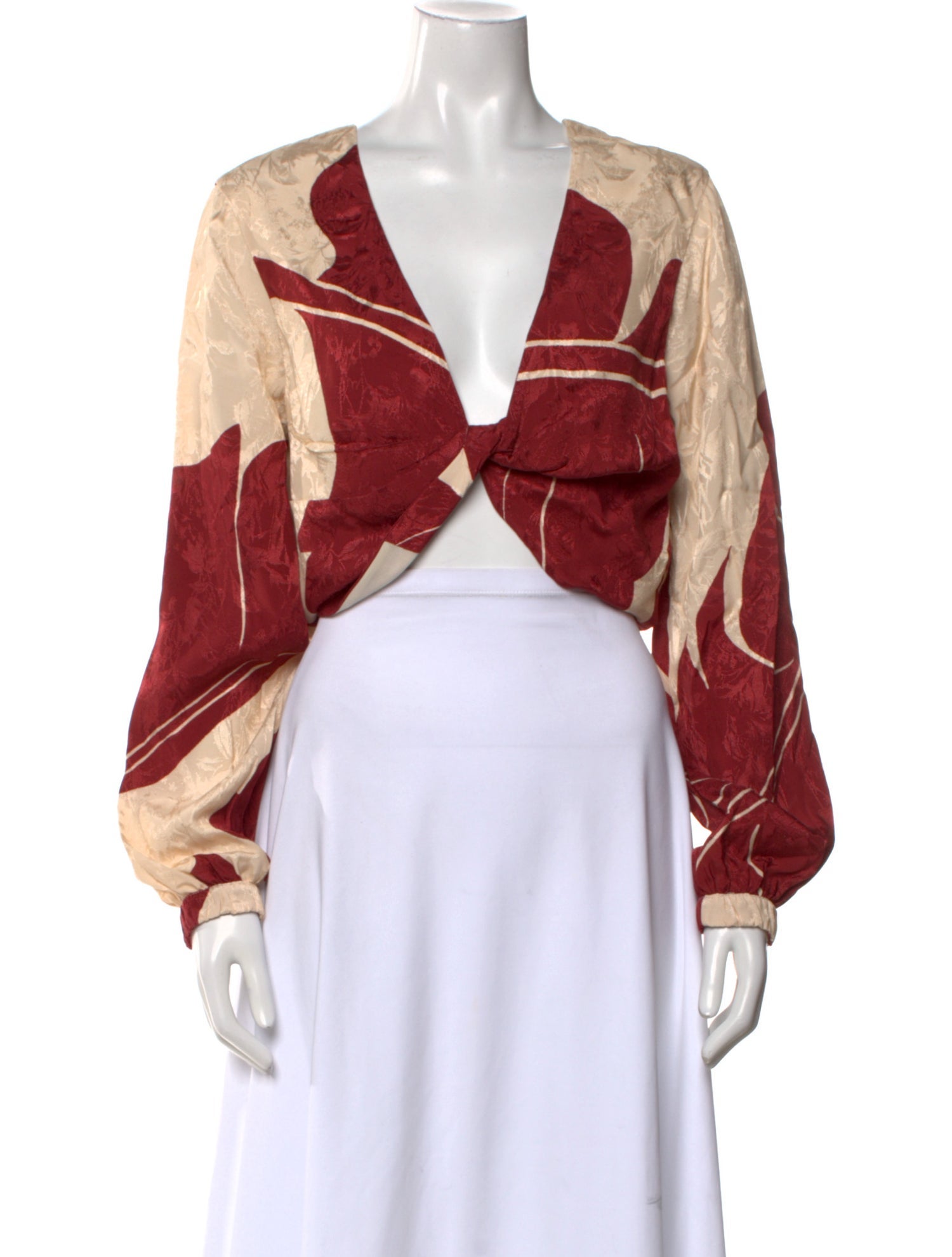 Johanna Ortiz Printed V-Neck Crop Top