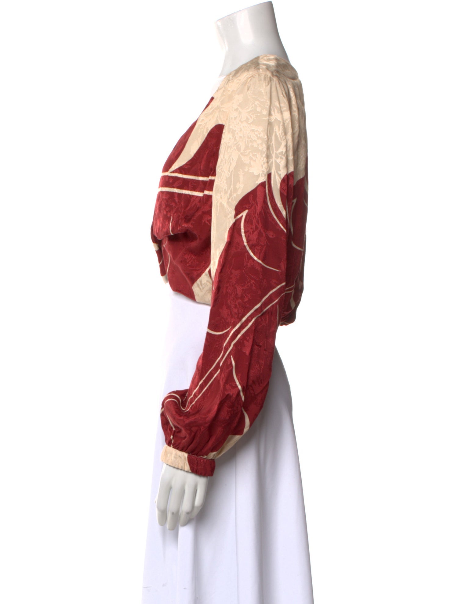 Johanna Ortiz Printed V-Neck Crop Top