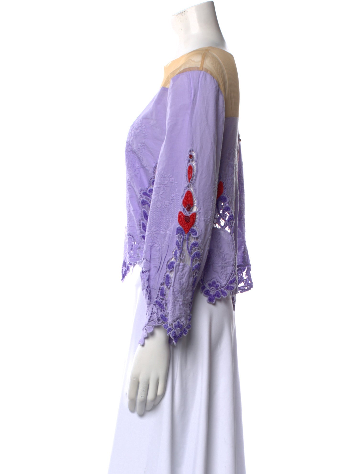 Johanna Ortiz Paisley Print Bateau Neckline Crop Top