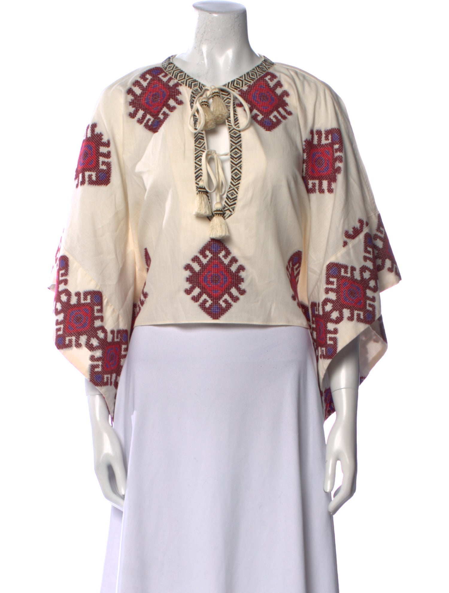 Johanna Ortiz Printed Tie Neck Crop Top