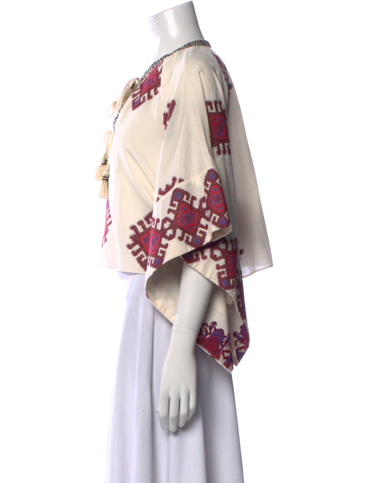 Johanna Ortiz Printed Tie Neck Crop Top