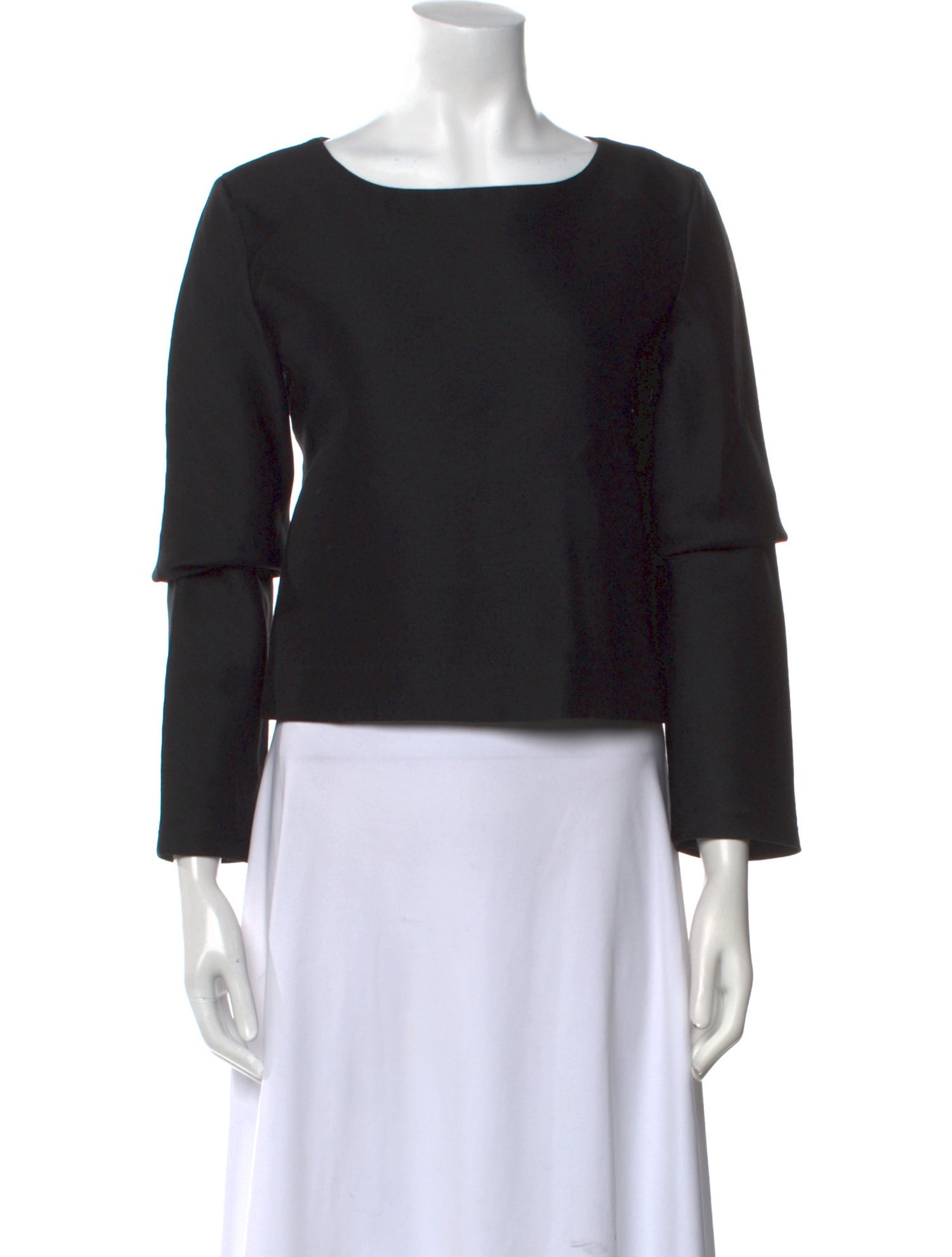 Johanna Ortiz Bateau Neckline Three-Quarter Sleeve Crop Top