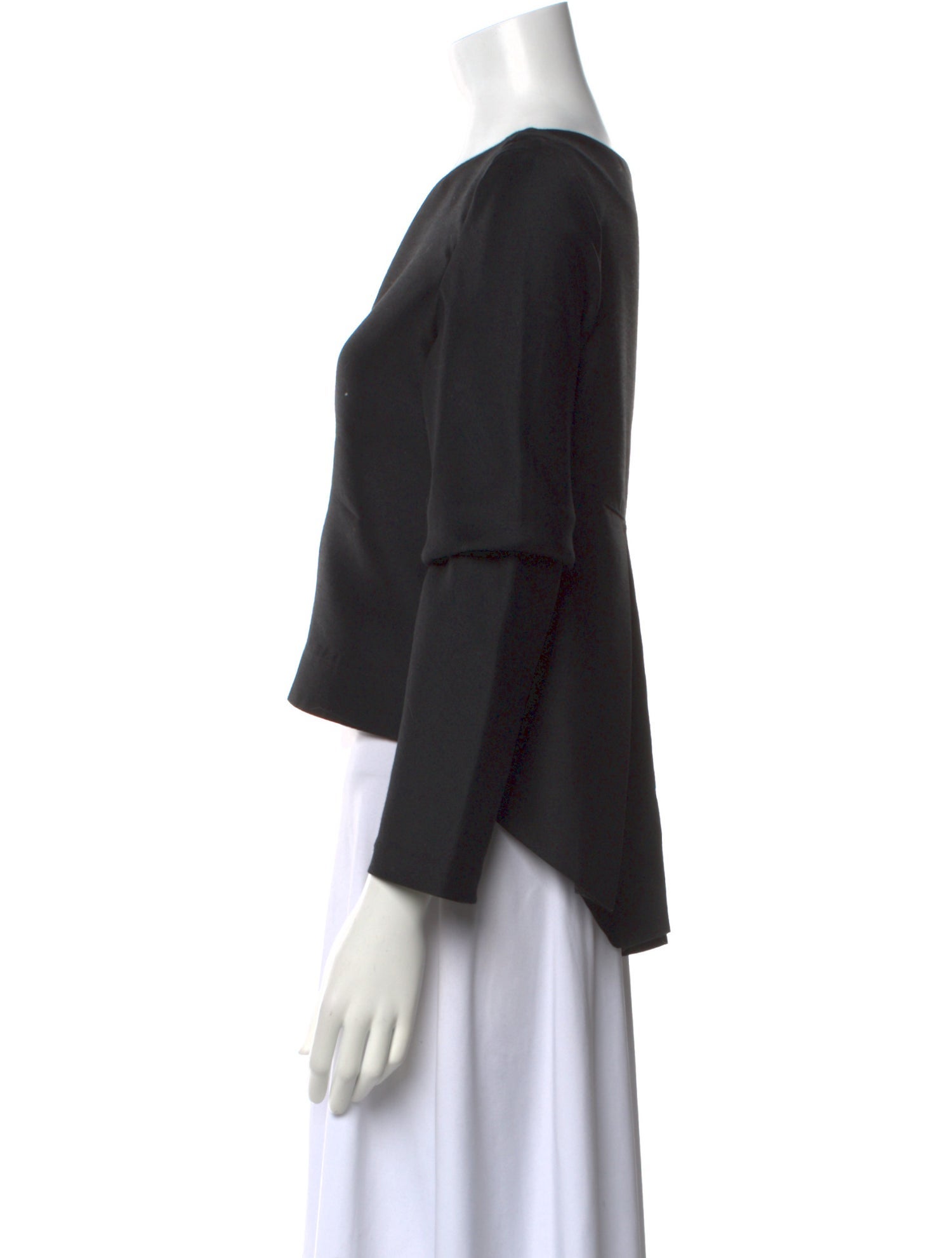 Johanna Ortiz Bateau Neckline Three-Quarter Sleeve Crop Top