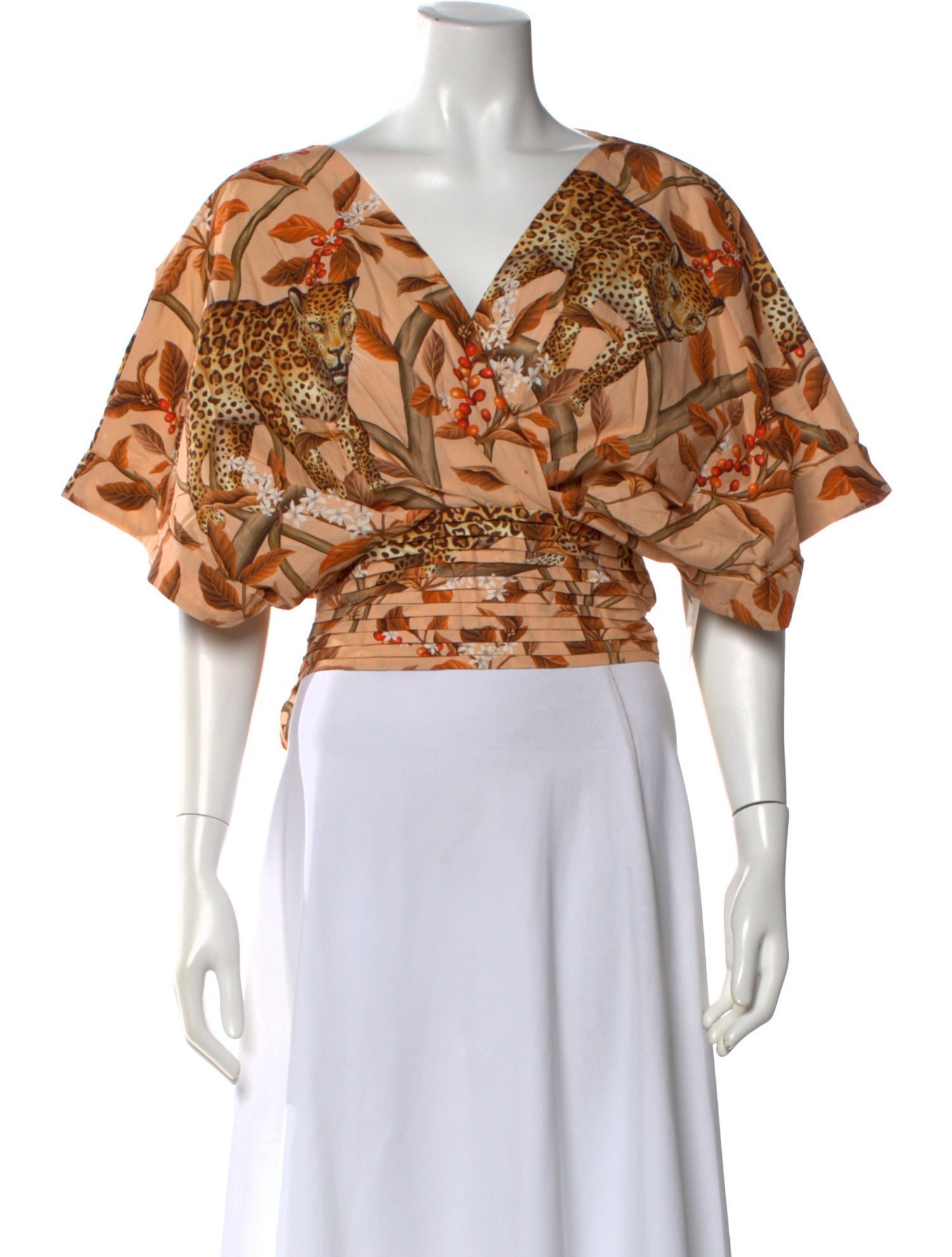 Johanna Ortiz Animal Print V-Neck Blouse