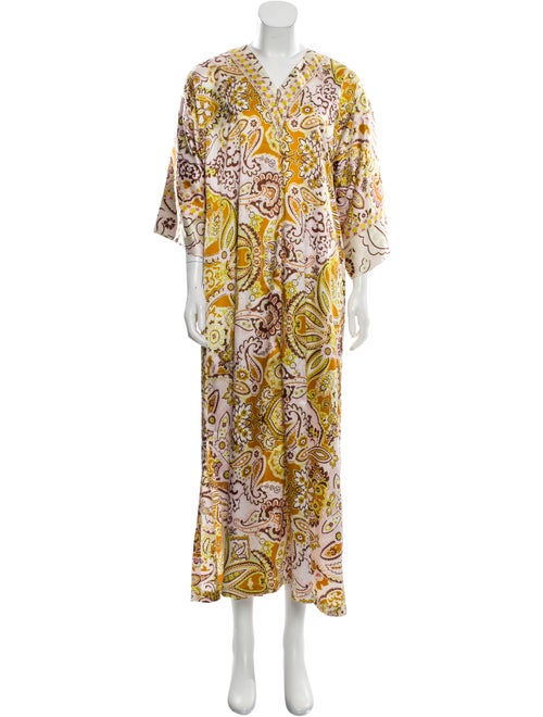 Oscar de la Renta Short Sleeve Maxi Dress Brown