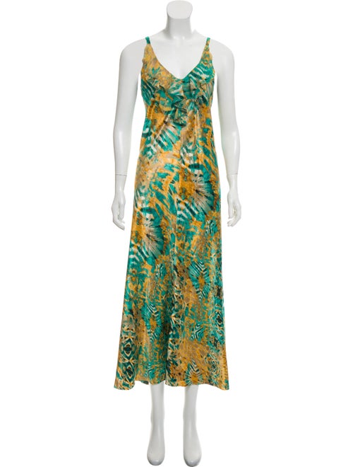 Oscar de la Renta Printed Maxi Dress Green