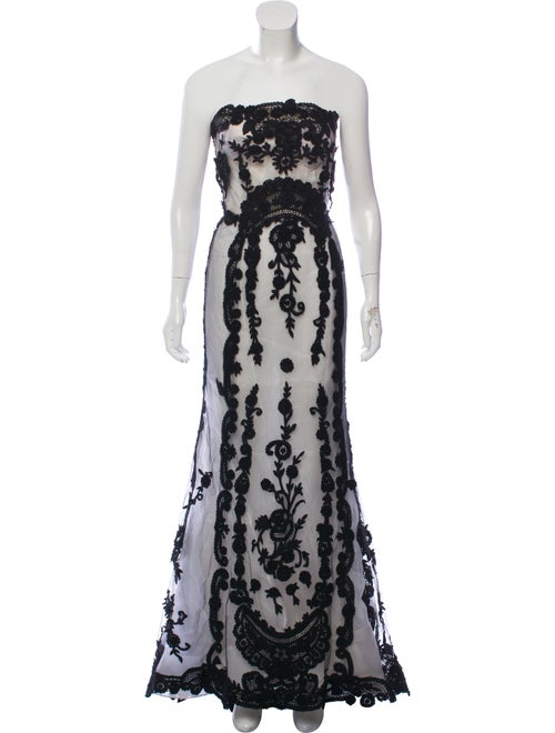 Oscar de la Renta Strapless Maxi Dress Black