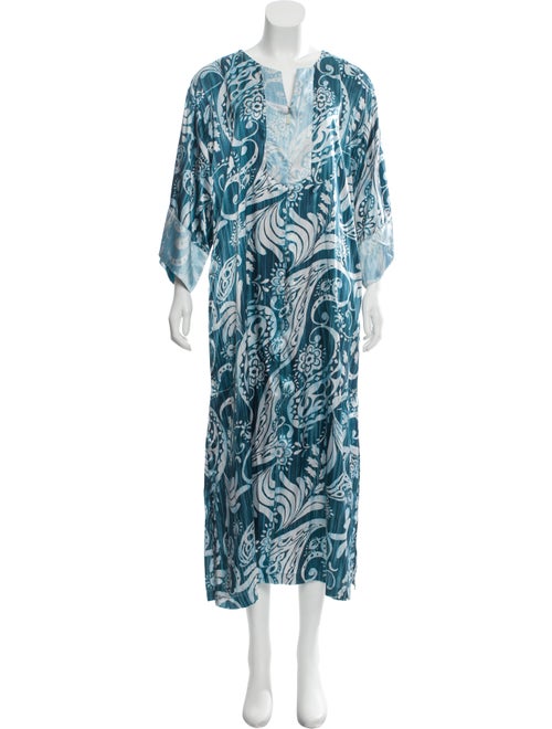 Oscar de la Renta Printed Maxi Dress Blue