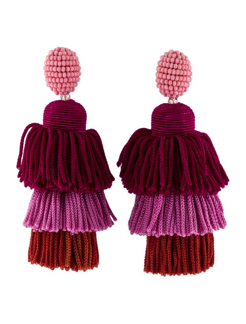 Oscar de la Renta Clip-On Tassel Earrings gold