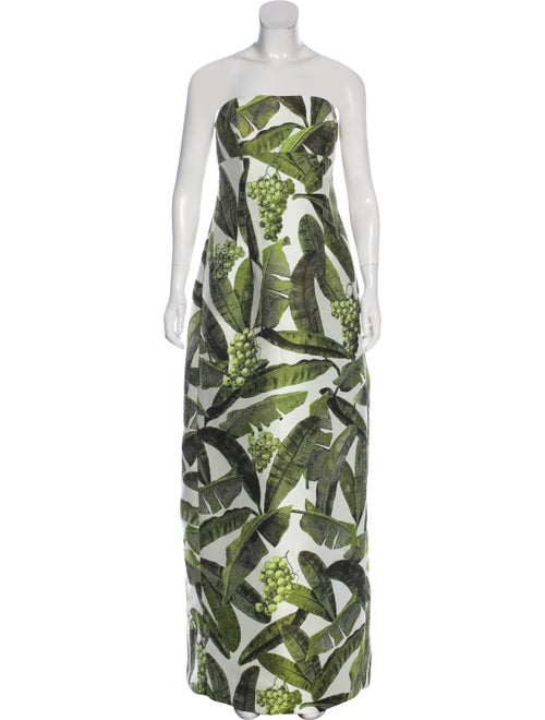 Oscar de la Renta Strapless Maxi Dress multicolor