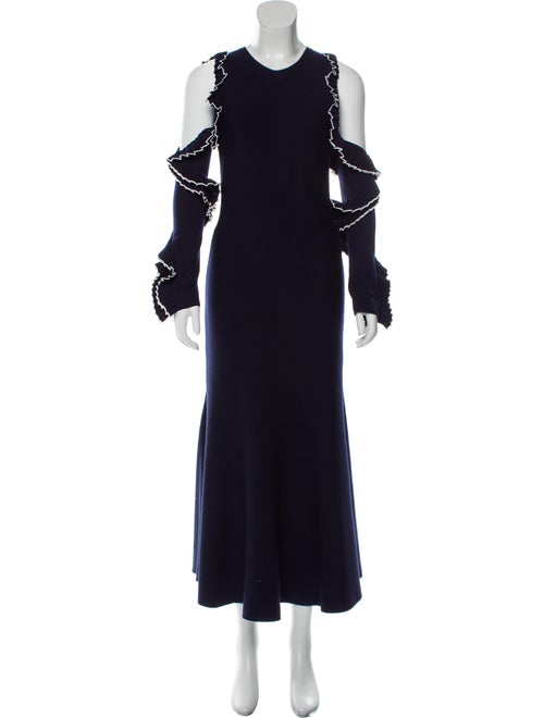 Oscar de la Renta 2018 Wool Maxi Dress Navy