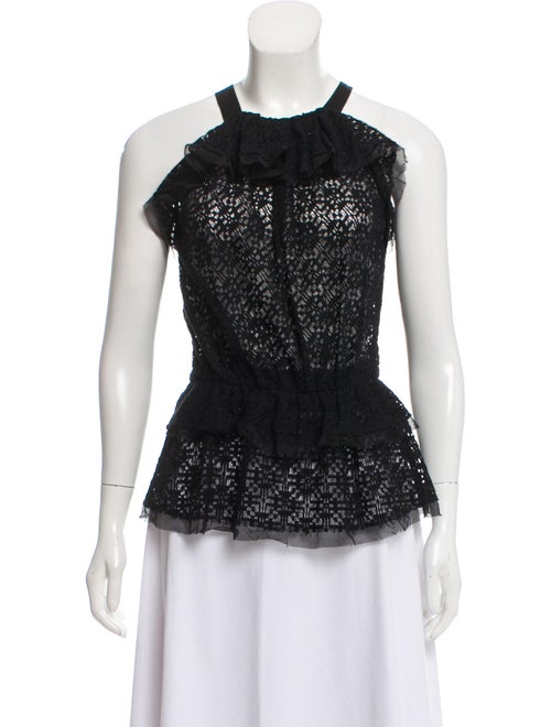Oscar de la Renta Sleeveless Halter Top Black