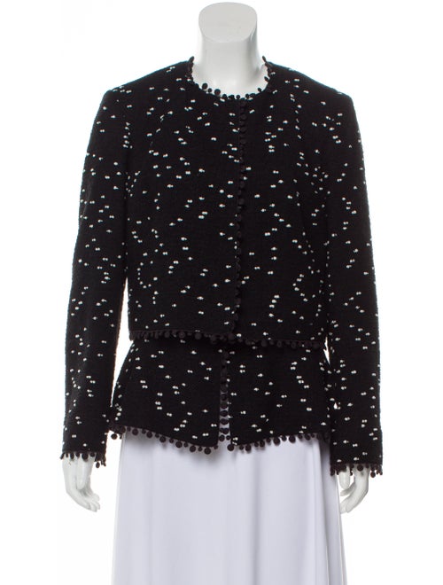 Oscar de la Renta Speckled Collarless Blazer Black