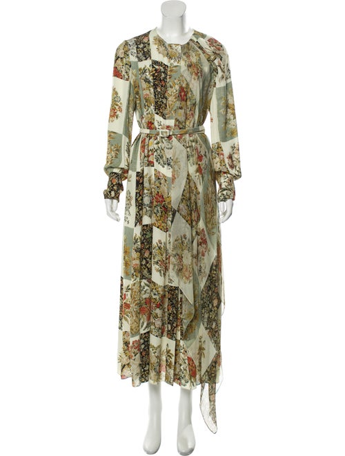 Oscar de la Renta Silk Maxi Dress Green