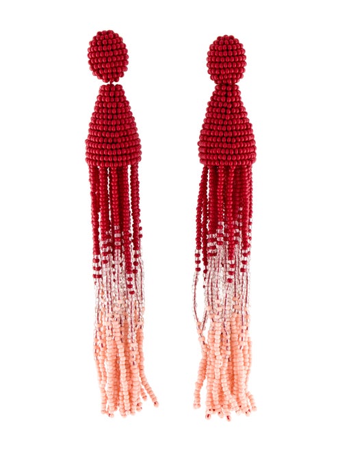 Oscar de la Renta Ombre Beaded Tassel Clip- On Ear