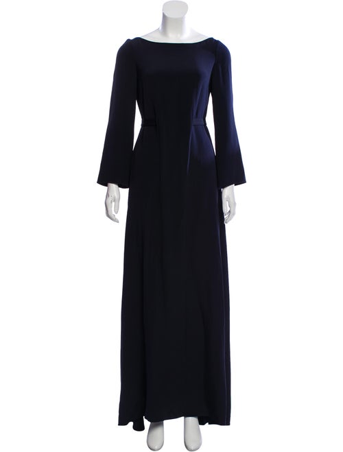 Oscar de la Renta Long Sleeve Maxi Dress Blue