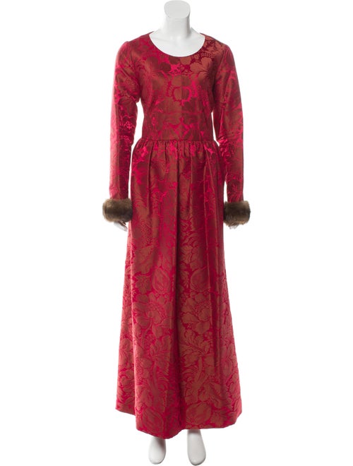 Oscar de la Renta Fur-Trimmed Jacquard Gown