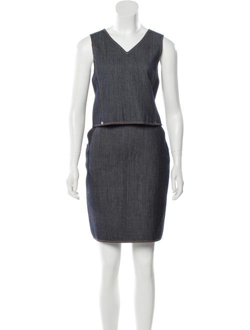 Oscar de la Renta Knee-Length Denim Skirt Set blue