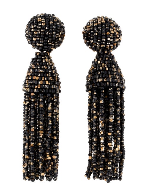 Oscar de la Renta Short Beaded Tassel Clip-On Earr