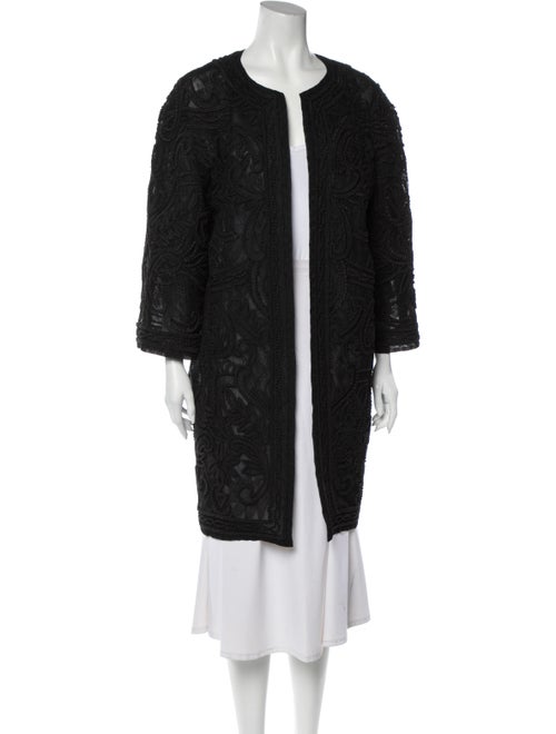 Oscar de la Renta Silk Coat Black