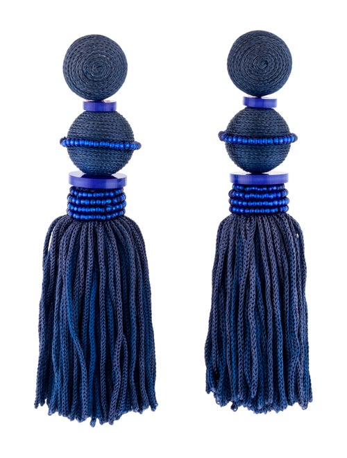 Oscar de la Renta Tassel Drop Clip-On Earrings Gol