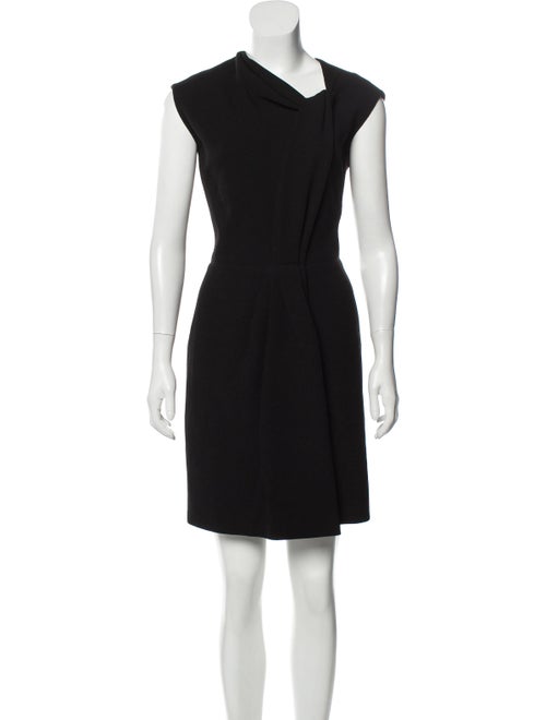 Oscar de la Renta Wool Asymmetrical Dress Black